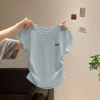 This is a new summer T-shirt for women with a large shoulder, short-sleeved and slimming style. It features a fishbone short design and a unique inner layer details Picture